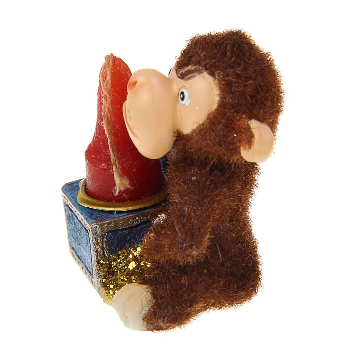 Сувенир "Обезьянка бархатная со свечкой" МИКС