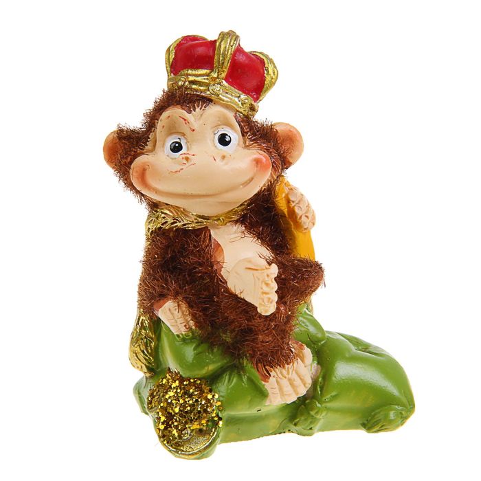 Сувенир "Обезьянка монарх" бархатистый, МИКС