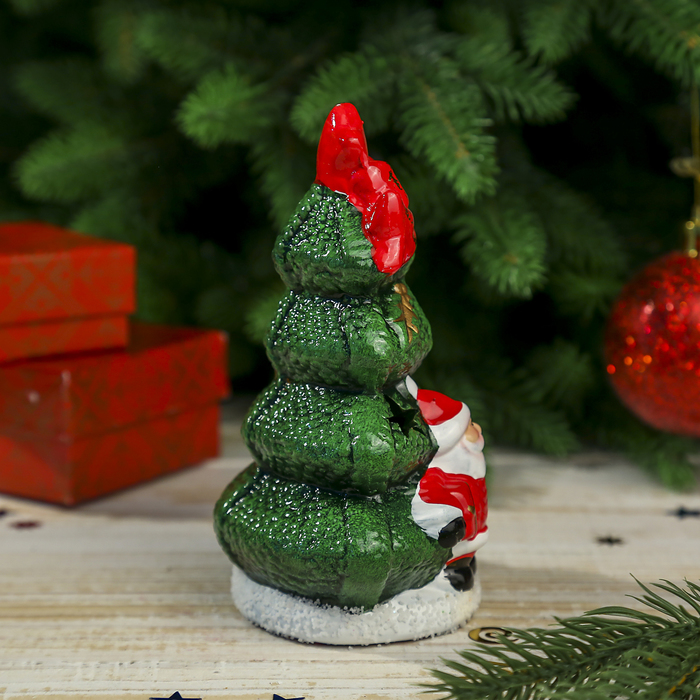 Сувенир "Вязаная елочка с Дедом Морозом" световой