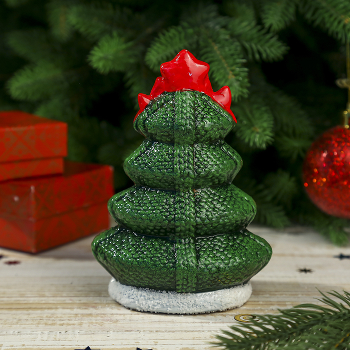 Сувенир "Вязаная елочка с Дедом Морозом" световой