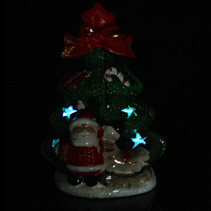 Сувенир "Вязаная елочка с Дедом Морозом" световой