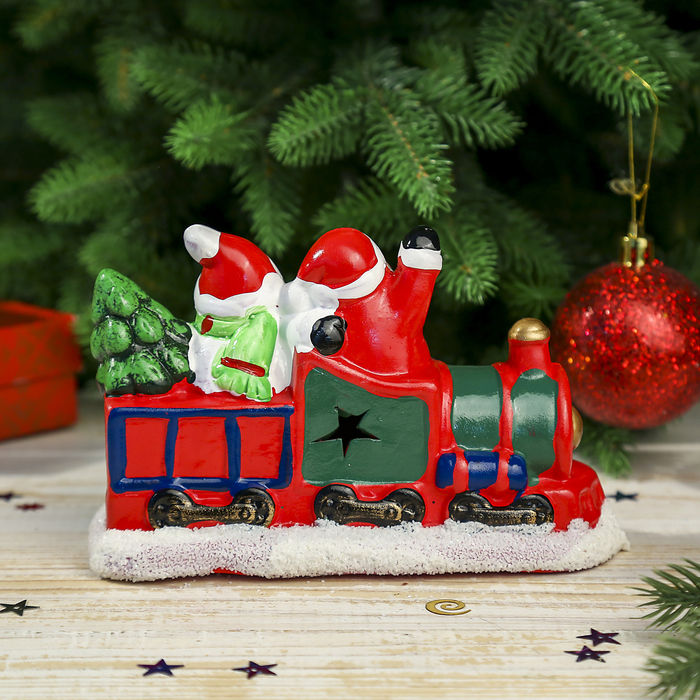 Сувенир "Дед Мороз и Снеговик в паровозике" световой