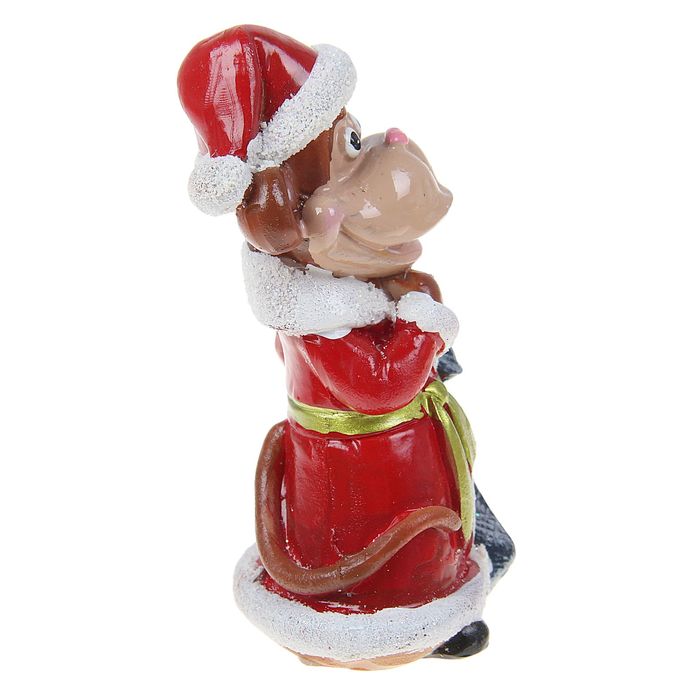 Сувенир "Обезьянка Дед Мороз с мешком" МИКС