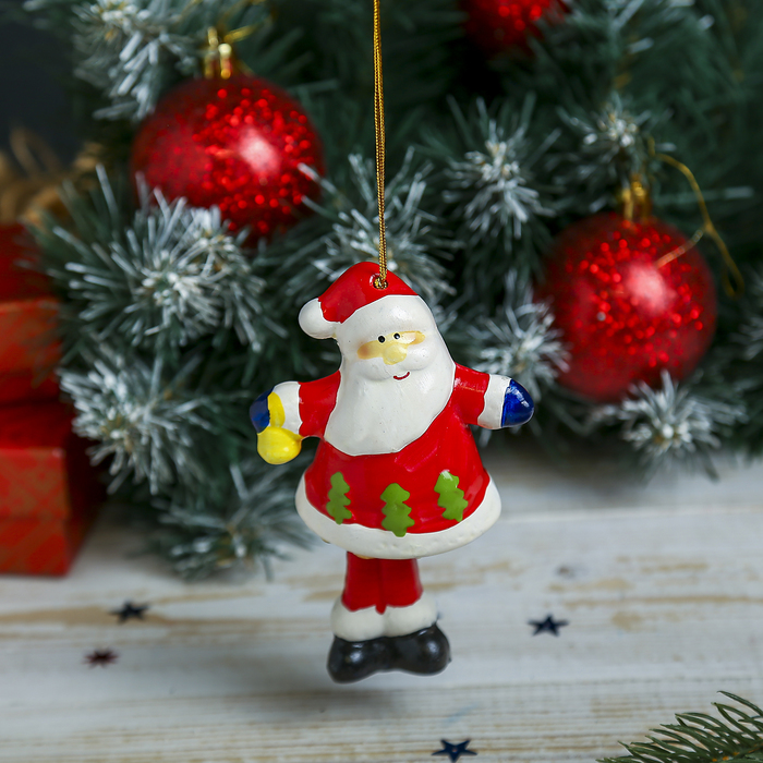 Сувенир "Колокольчик Дедушка Мороз в шубке с ёлочками"