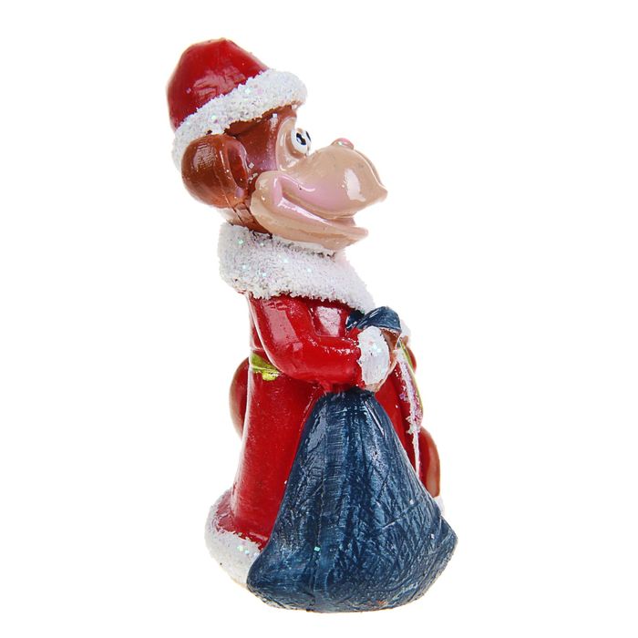 Сувенир "Обезьянка Дед Мороз с мешком" МИКС