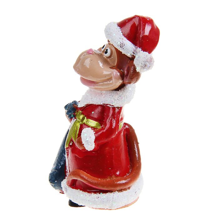 Сувенир "Обезьянка Дед Мороз с мешком" МИКС