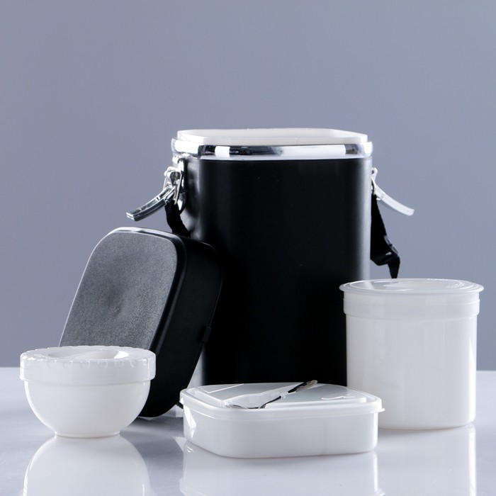 Термос суповой "Хай-тек" (внутри пластик) 1,8 л, 4 тарелки, ложка, вилка