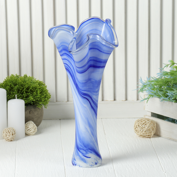 Ваза "Серпантин" сине-белая, малая