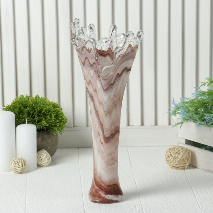 Ваза "Коралл" молочно-коричневая