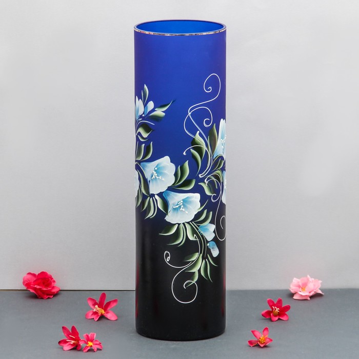 Ваза напольная "Цилиндр с цветами", матовая
