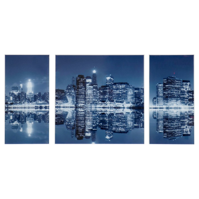 Модульная картина на стекле "Ночной город"