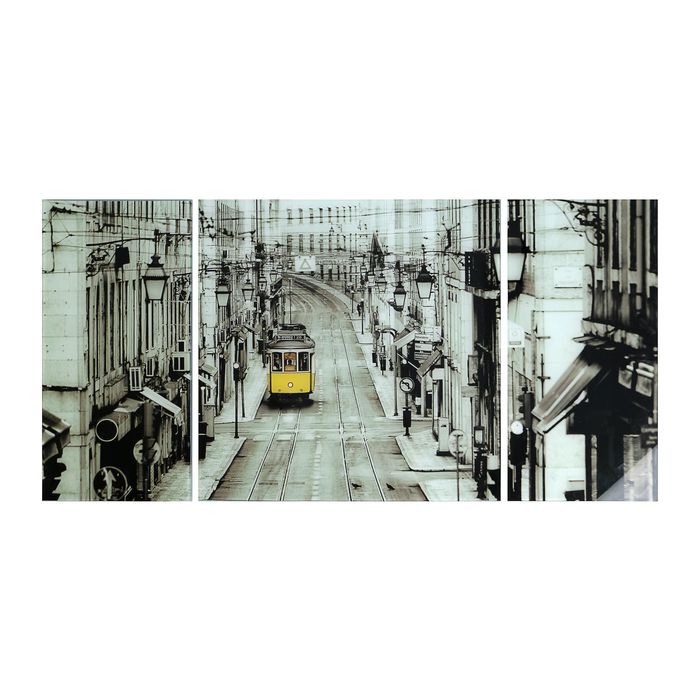 Модульная картина на стекле "Улочки", 2 — 25×50 см, 1 — 50×50 см, 100×50 см