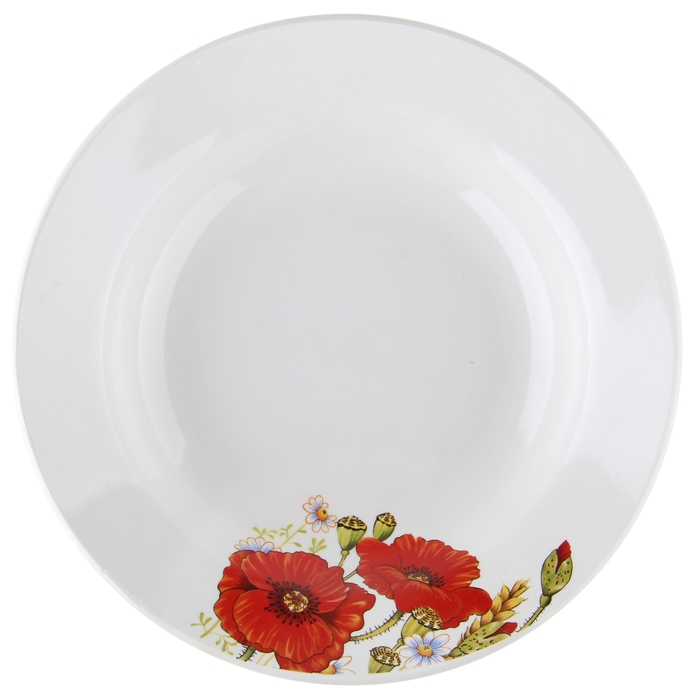 Тарелка глубокая 20 см "Красные маки", 250 мл