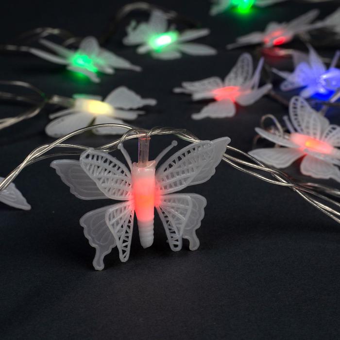 НИТЬ, 5м. с насад. “Бабочка малая”, Н.С. LED-20-220V, моргает, МУЛЬТИ