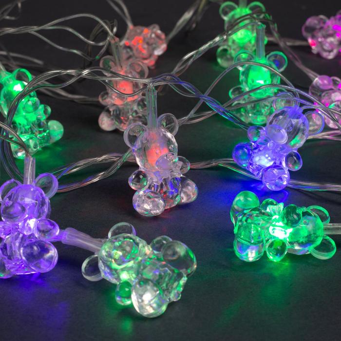 НИТЬ, 5м. с насад. “Мишка”, Н.С. LED-20-220V, моргает, МУЛЬТИ