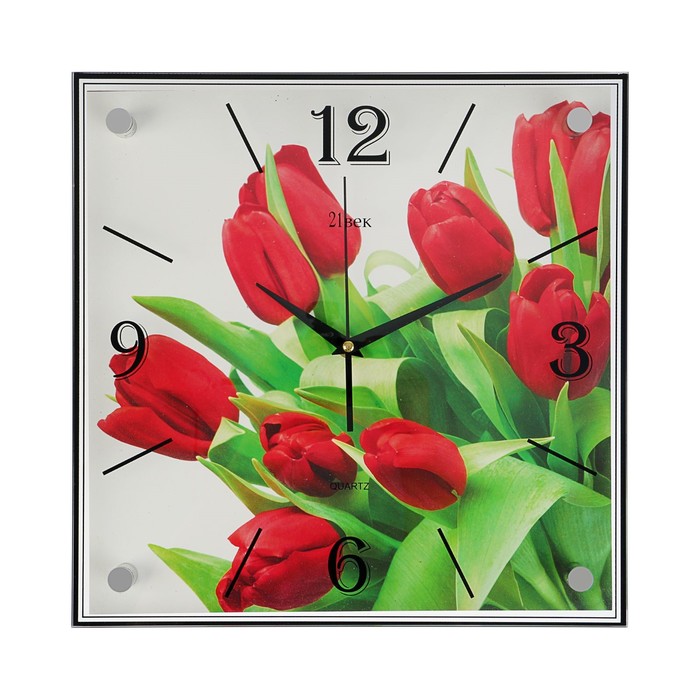 Часы настенные квадратные "Тюльпаны", 35х35 см микс