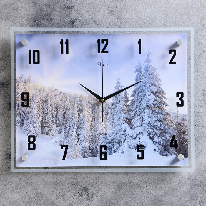 Часы настенные прямоугольные "Деревья зимой", 35х45 см микс
