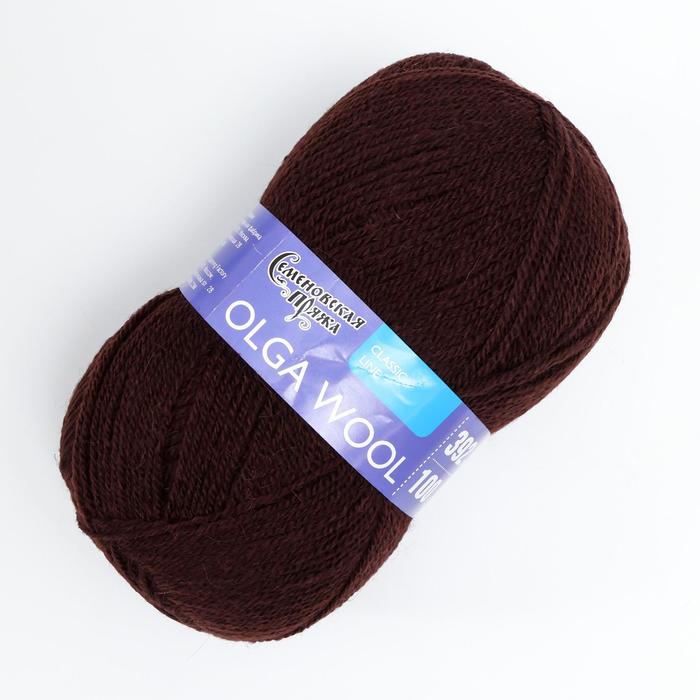 Пряжа OlgaWool (ОльгаЧШ) 95% шерсть, 5% акрил 392м/100гр (1443 махагон)