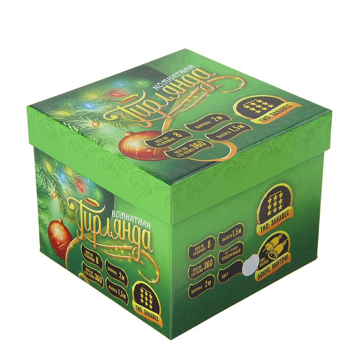 ЗАНАВЕС, УМС вилка Ш:2 м, В:1,5 м, Н.С. LED-360-220V, 8 режимов, БЕЛЫЙ