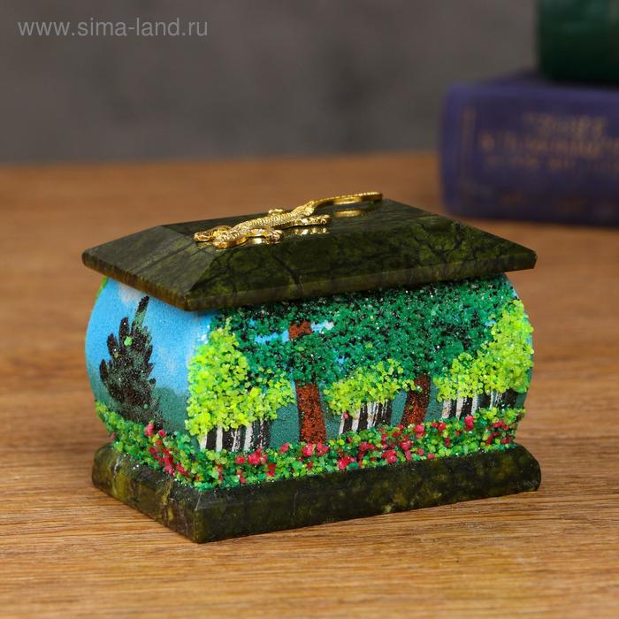 

Шкатулка "Лето" с рисунком и ящеркой