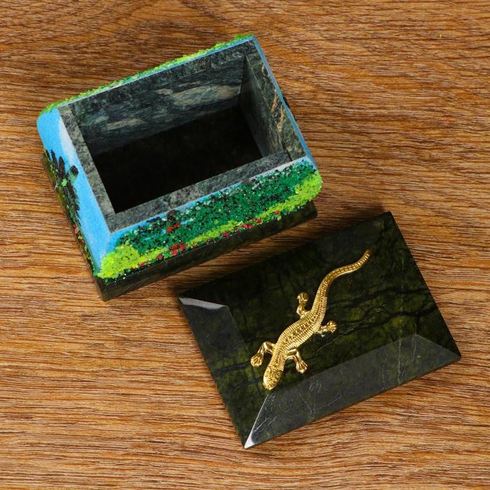 Шкатулка "Лето" с рисунком и ящеркой