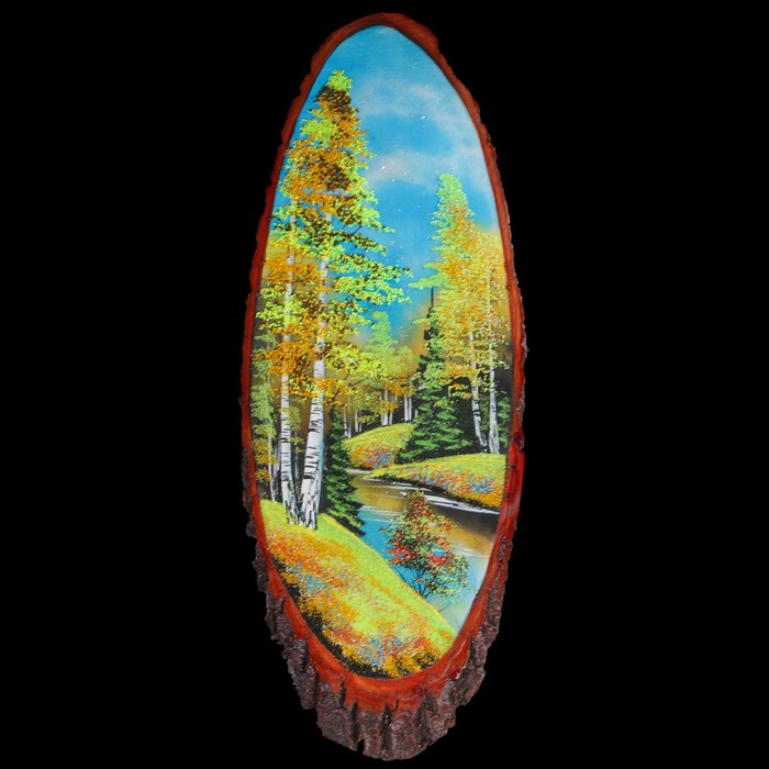 Панно на спиле "Осень", 90 см, каменная крошка, горизонтальное