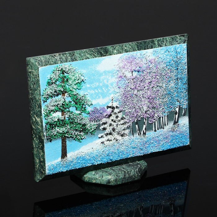 Открытка "Зима" змеевик, каменная крошка