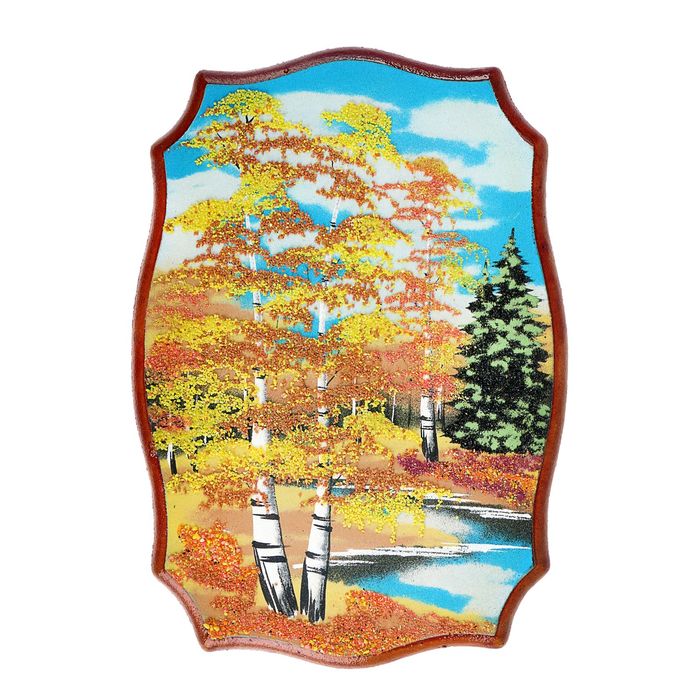 Картина фанера прямоугольная с каменной крошкой "Осень" бол №3-3 20х30,5х1 см