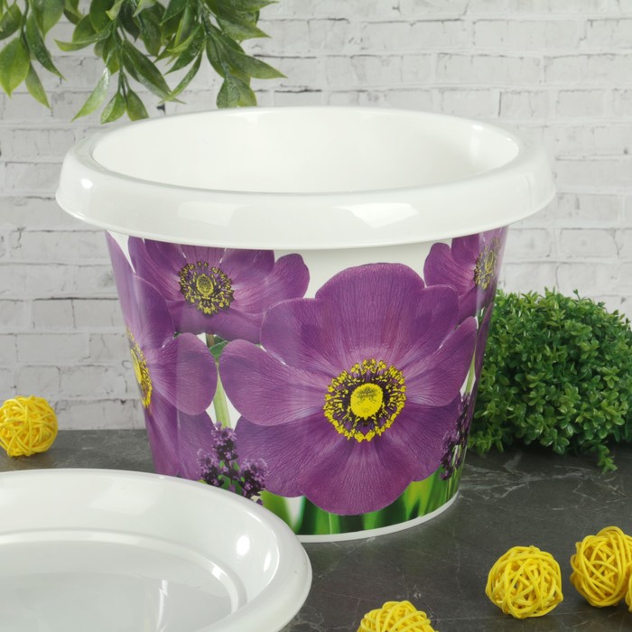 Кашпо круглое с поддоном 3,3 л "Фиалки"