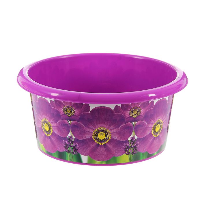 Таз без крышки 10л "Фиолетовый мак"