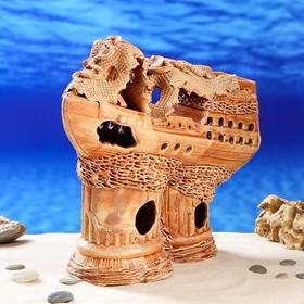 

Декорация для аквариума "Корабль на колонне", 15 х 40 х 33 см