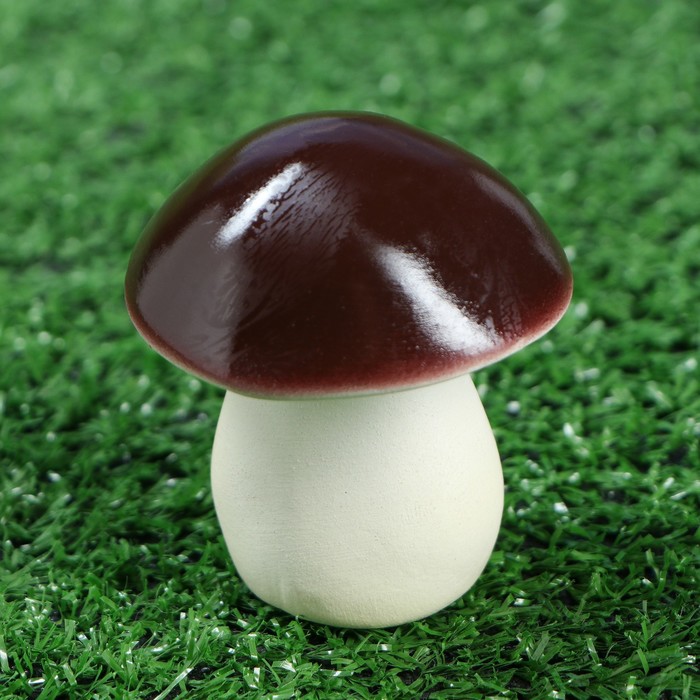 Садовая фигура "Белый гриб" малый, широкий, плоская шляпка