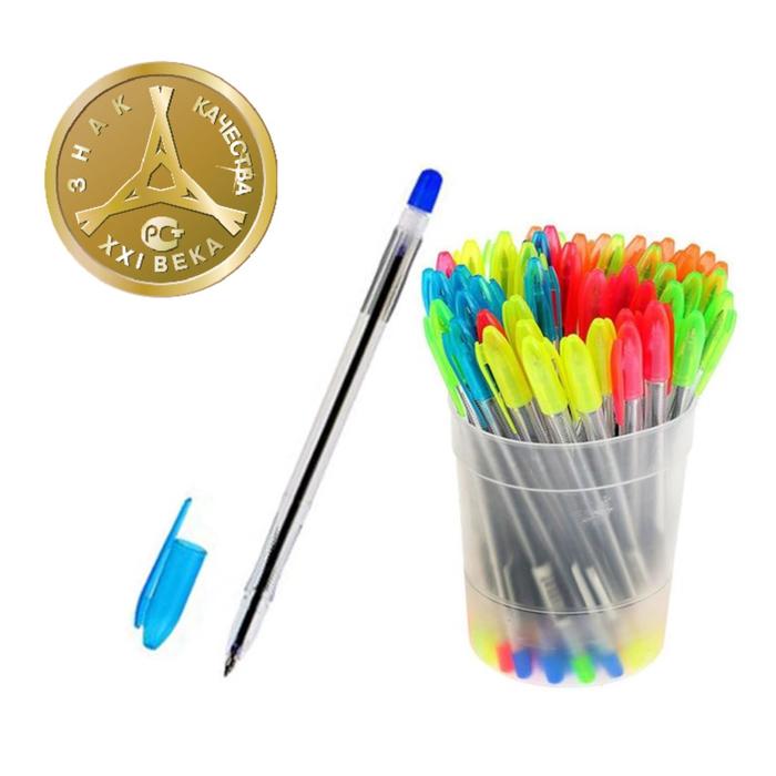 Ручка шариковая «Стамм» VeGa NEON, узел 0.7 мм, чернила синие на масляной основе, стержень 152 мм, микс