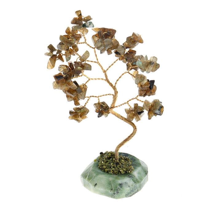 Дерево счастья "Лунного камня", натуральный камень, 21 лист