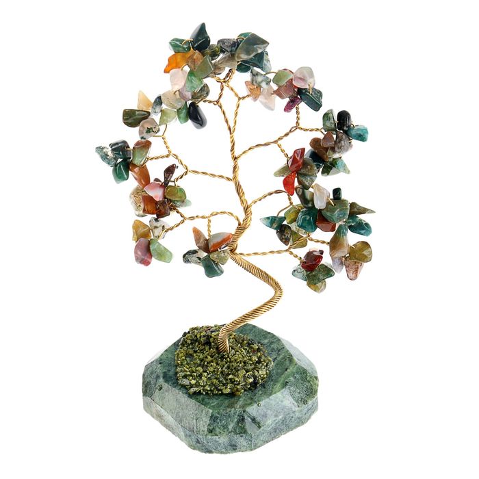 Дерево счастья "Гелиотроп", натуральный камень, 21 лист