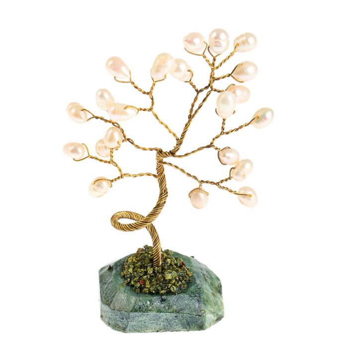 Дерево счастья "Жемчуг", натуральный камень, 21 лист