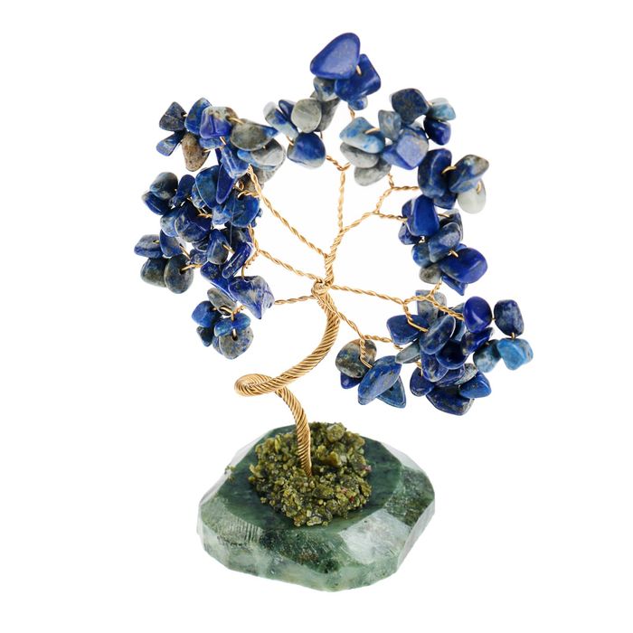 Дерево счастья "Лазурит", натуральный камень, 21 лист