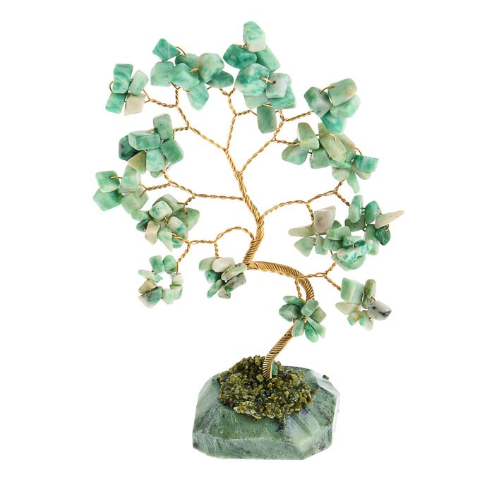 Дерево счастья "Жадеит", натуральный камень, 21 лист