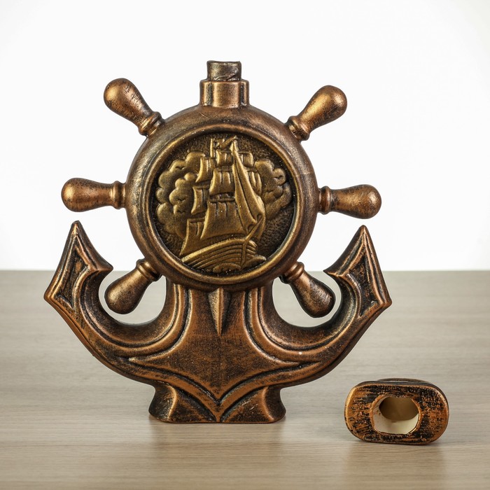 Штоф с рюмками "Якорь" бронза, 7 предметов, 1 л