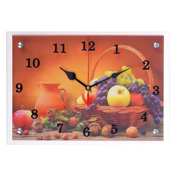 Часы-картина настенные, серия: Кухня, Корзинка фруктов, 25х35 см