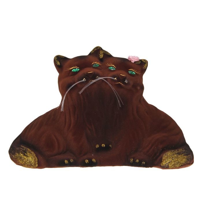 Копилка "Пара котиков" флок, коричневая, блёстки