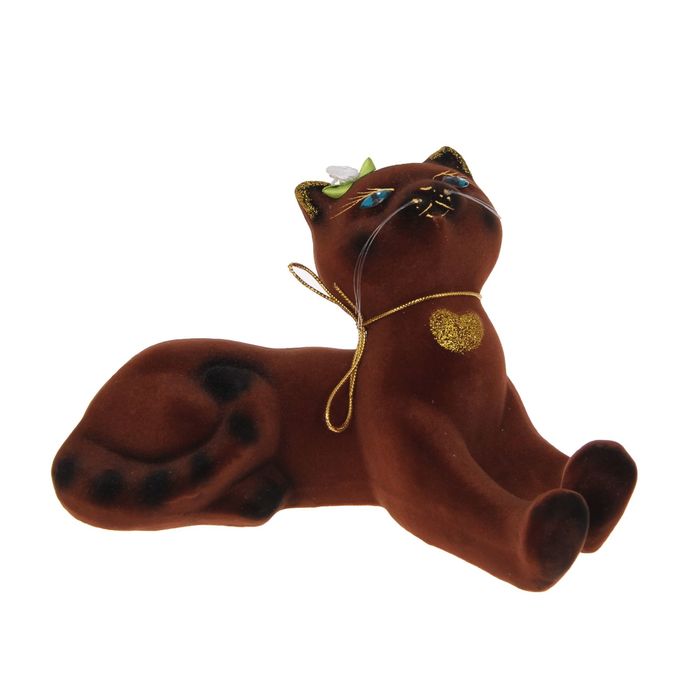 Копилка "Васька" флок, коричневая