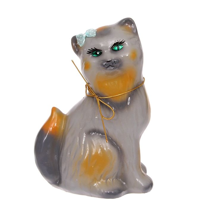 Копилка "Кошка Сима" малая, глянец, серая