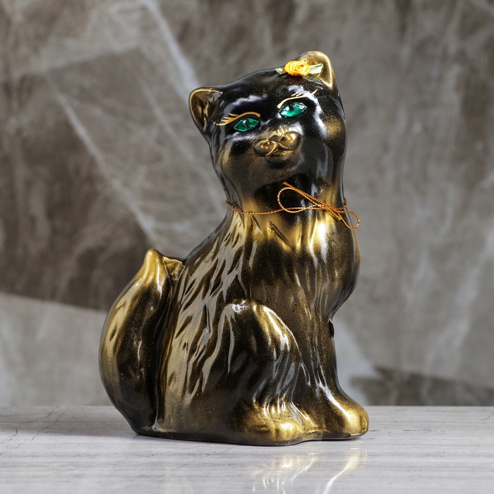 Копилка "Кошка Сима" малая, глянец, чёрная