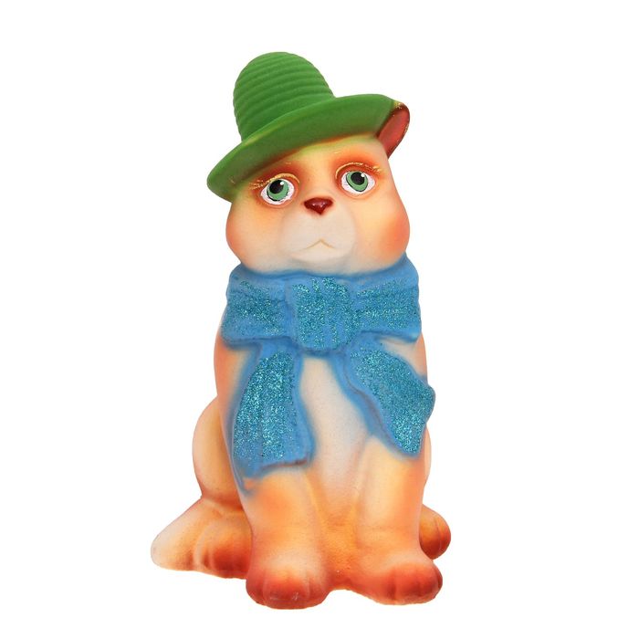 Копилка "Кот в шарфе" флок, бежевая