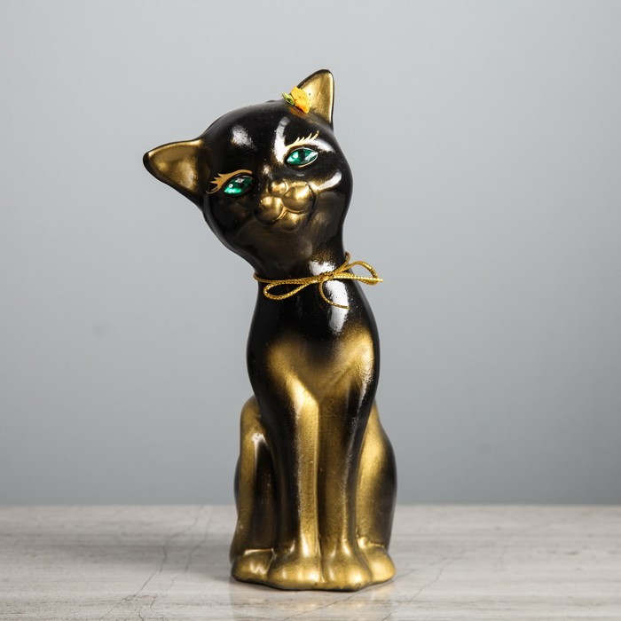 Копилка "Кошка Алиса" малая, чёрная, глянец