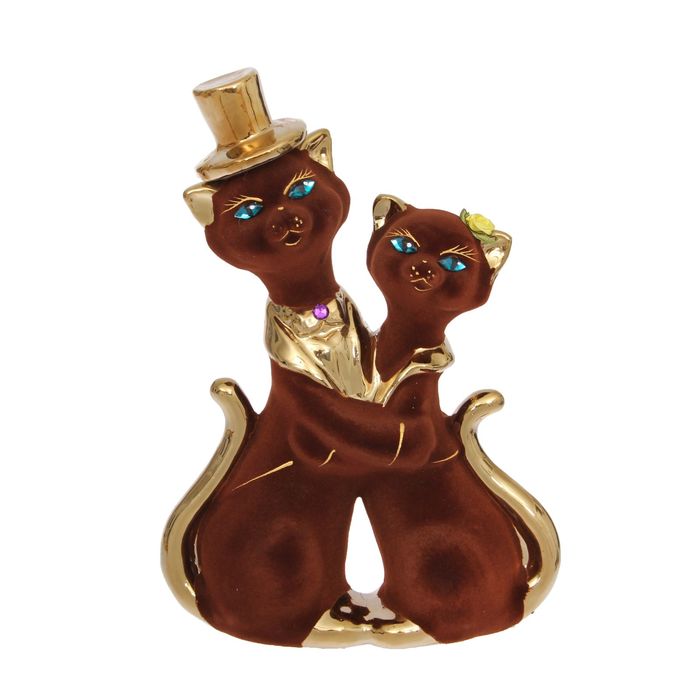 Копилка "Барышня и кавалер" малая, флок, булат, коричневая