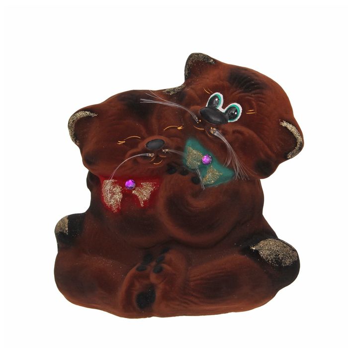 Копилка "Кот Перс влюбленный" флок, коричневая