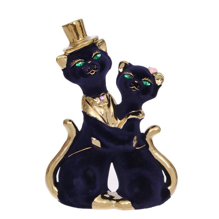 Копилка "Барышня и кавалер" малая, флок, булат, кобальт