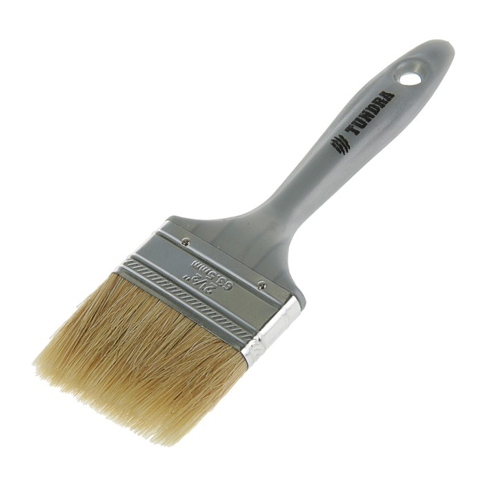 Кисть плоская TUNDRA premium, натуральная щетина, пластмассовая ручка 2,5" (63 мм)